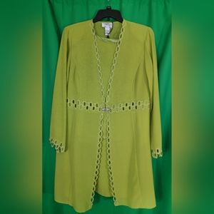3 Piece Tally Taylor Size 16 Green Women's Suit - EUC